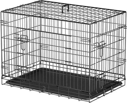 ZENY 30/36/42 inch Dog Crate Double Door Folding Metal Dog or Pet Crate Kennel with Tray and Handle