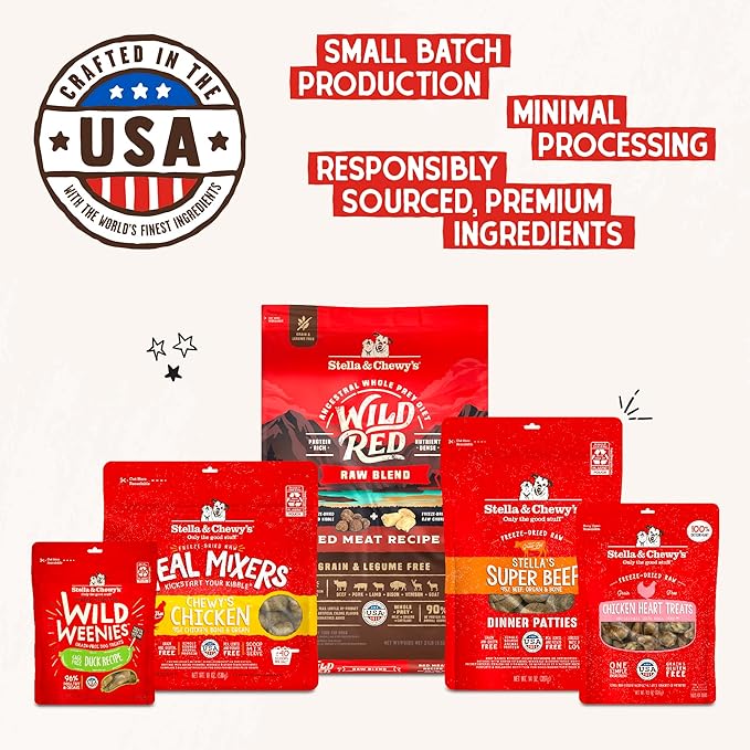 Stella & Chewy's Freeze-Dried Raw Beef Meal Mixers- Dog Food Topper and Mixer - Made with 95% Grass-Fed Beef, Organs & Bone - Perfect for Picky Eaters - Grain-Free - 1 oz (Pack of 6)