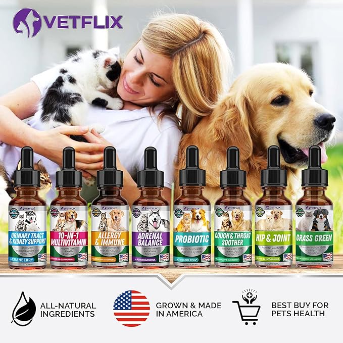 Premium Probiotics for Dogs, Cats, Puppies and Kittens - Digestive Enzymes and Prebiotics Supplement - Supports Digestive Health and Gut Balance - 2 Fl Oz