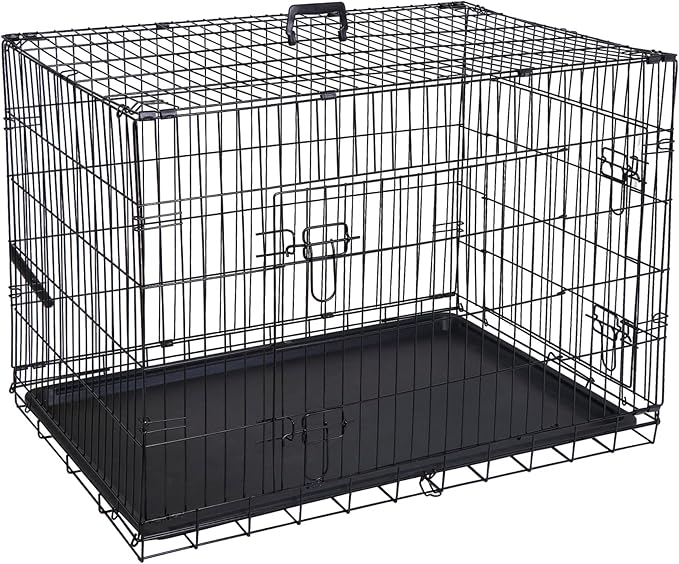 ZENY 30/36/42 Inch Dog Crate Double Door Folding Metal Dog or Pet Crate Kennel with Tray and Handle