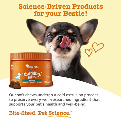 Zesty Paws Calming Chews for Dogs - for Everyday Stress, Relaxation, Composure, and Separation, Puppy Bites Turkey 90 Count