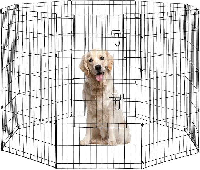 BestPet | Foldable Dog Playpen | 42 Inch, 8 Panels | Metal Pet Exercise Pen | Indoor Outdoor Portable Dog Fence with Door | Removable, Rust-Resistant Secure Pet Kennel | Easy to Assemble