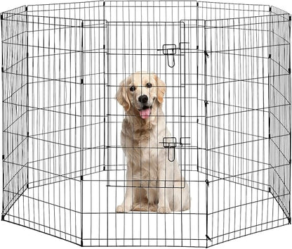 BestPet | Foldable Dog Playpen | 42 Inch, 8 Panels | Metal Pet Exercise Pen | Indoor Outdoor Portable Dog Fence with Door | Removable, Rust-Resistant Secure Pet Kennel | Easy to Assemble