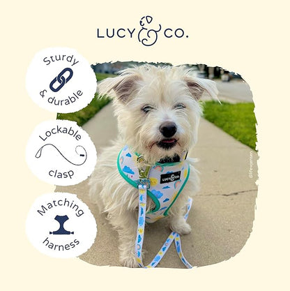 Lucy & Co. Designer Dog Leash - Pet Accessories - Thick Dog Leash - Padded Handle for Comfort - Ballet Bows - 5 Foot (White & Pink Bows, Small)