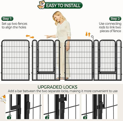 Yaheetech Dog Playpen, 40 Inch 8 Panels Heavy Duty Metal Pet Fence for Indoor Puppy Exercise Pen for RV Camping/Yard/Garden, Black