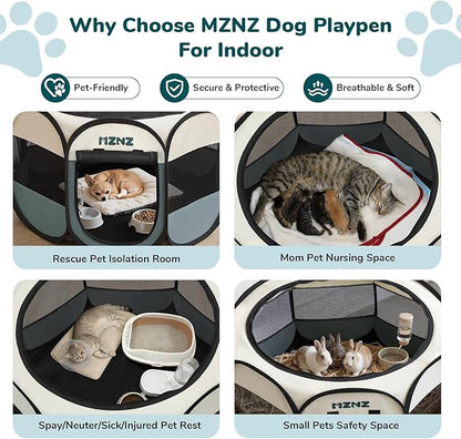 Dog Cat Playpen, Portable Small Animal Playpen Crate Indoor for Dogs Cats Rabbits, Foldable Guinea Pigs Bunny Cage Enclosure for Outdoor, Pop Up Dogs Cats Tent Kennel with Carrying Case, Grey