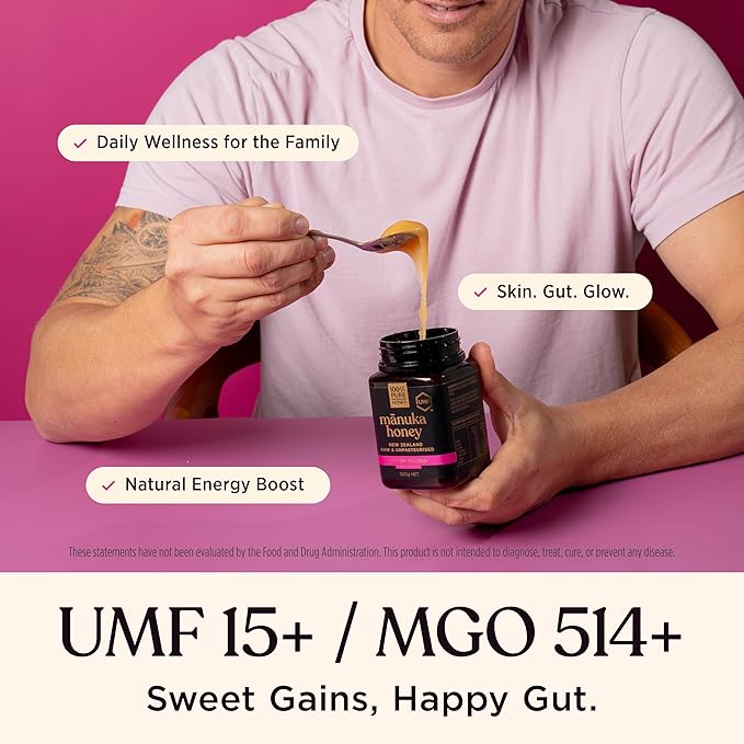 Manuka Honey UMF 15+ (MGO 512+) 100% Pure New Zealand - Certified, Raw 8.8 Ounce (250g) (Pack of 1)