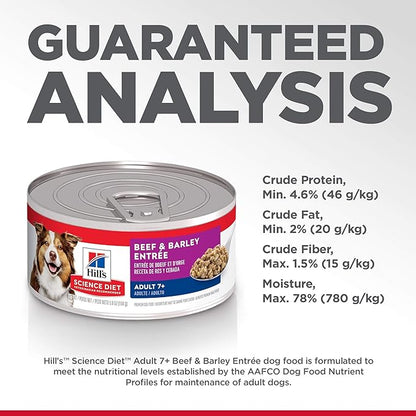 Hill's Science Diet Adult 7+ Wet Dog Food, Beef & Barley, 5.8 oz. Cans, 24-Pack