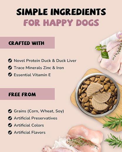 PAWUP Freeze Dried Duck Dog Food Topper – Sensitive Stomach & Hypoallergenic Formula, High Protein Grain-Free Dog Treats and Meal Topper for Picky Eaters, 14 oz