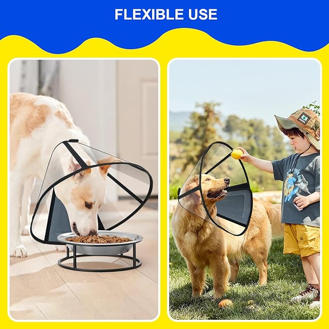 Soft Dog Cone Collar for Post-Surgery, Wound Care Injury Healing, Comfortable Adjustable Pet Cone Recovery Protective Elizabethan Collar to Prevent Licking Biting Scratching for Medium Large Dogs, L
