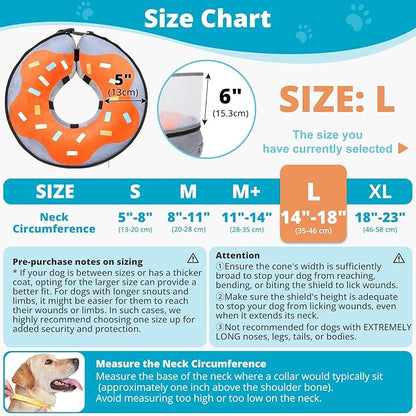 Inflatable Dog Cone with Transparent Shield, Protective Dog Donut Collar After Surgery to Stop Licking, Soft Donut Cone for Large Pets, Adjustable Recovery Collar with Buckle Visibility