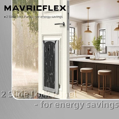 MAVRICFLEX Heavy Duty Doggy Door with Sliding Lock Panel, Energy Efficient Rugged Aluminum Large Dog Door, Easy Installation, Magnetic Double Flaps Dog Door for Large Dogs Up to 40lbs (Medium)