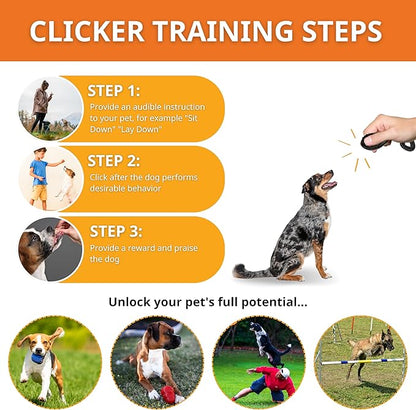 Dog Training Clicker - Pet Training Behavioral Tool with Wrist Strap for Dogs, Cats, and Puppies - Lightweight and Durable
