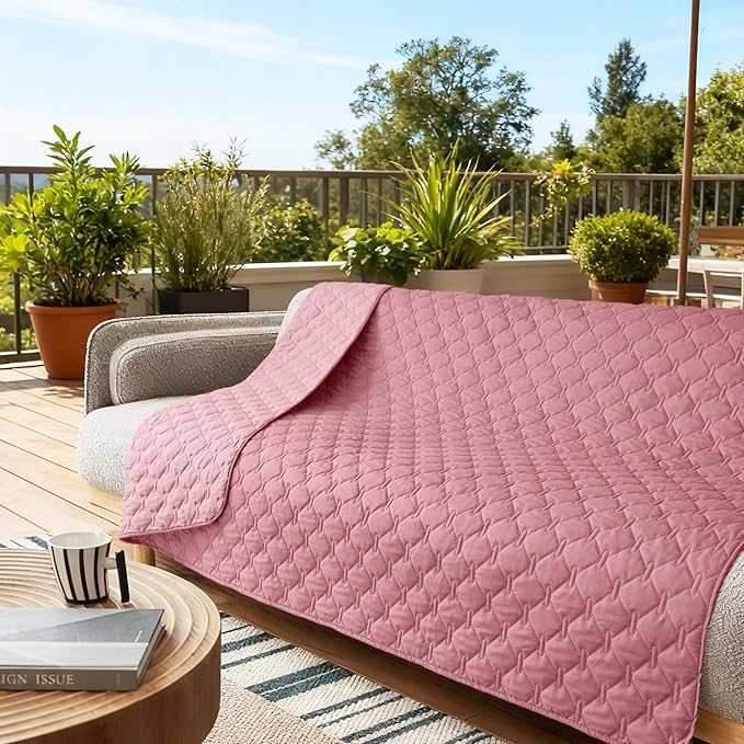 gogobunny 3X Stronger Waterproof Pet Blanket, Scratch Proof Furniture Protector for Dogs Cats, Reversible Cover 82x82 Inch, Dark Pink/Light Pink