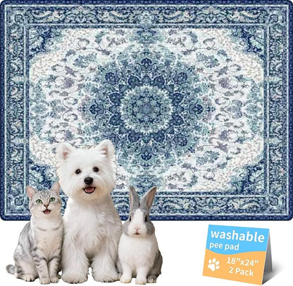 Dog Pee Pads Training Pads Upgrade Triple Thickness All-Purpose Super Absorbent & Leak-Proof, Quick Dry and Leak-Proof and Odor Control (Blue/Multi, 18" x24" x2PCS)