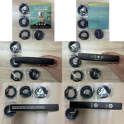 Puyrzoe 4 PCS Flea and Tick Collar for Dogs, 32 Months Protection Waterproof & Adjustable Dog Treatment Collar, Flea and Tick Prevention for Dogs & Puppies (Black)