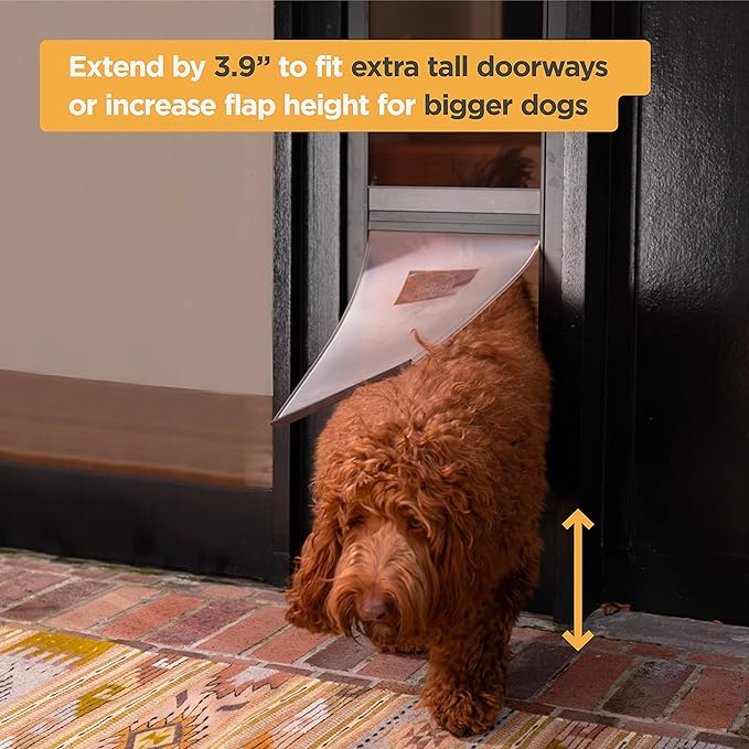 Hakuna Pets Patio Pet Door 3.9” Height Extension, Fits Screen Insert Panel for Small Doors, Black