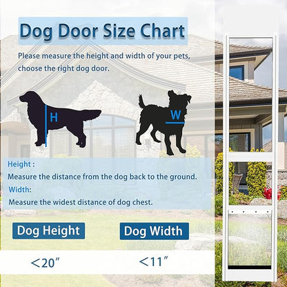 Large Dog Door for Sliding Glass Door,Doggy Door for Sliding Doors, Adjustable Height 76“ to 81” Pet Door for Patio Slider,Sliding Glass Dog Door
