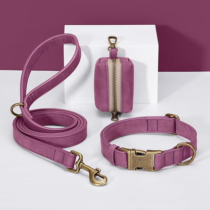 Didog Soft PU Leather Dog Collar, Stylish Quick Released Dog Collars for Large Dogs, Easy Clean Adjustable Pet Collar for Daily Walking, Purple, XL Fit 20-26" Neck