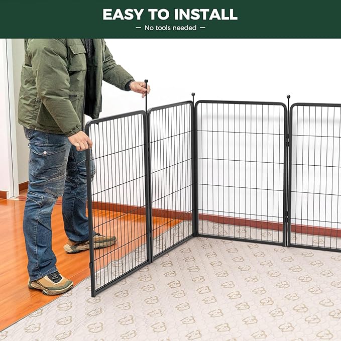 FXW Rollick Unleashed Dog Playpen for Indoor, Yard, RV Camping, 40 inch 48 Panels for Medium and Large Dogs, Black│Patented