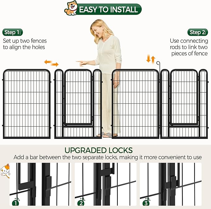 Yaheetech Dog Playpen Outdoor, 40 inch 6 Panels Dog Pen Indoor Heavy Duty Puppy Exercise Pen Metal Pet Fence for RV Camping/Yard/Garden
