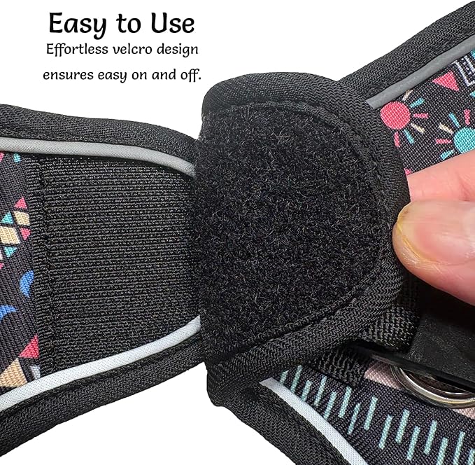 Mihqy Step in Dog Harness and Leash Set, Reflective Adjustable No Pull Dog Harness for Small Medium Dogs Puppy and Cats, Soft Padded Mesh Vest Harnesses for Girl and Boy Pets(Black Bohemia,M)
