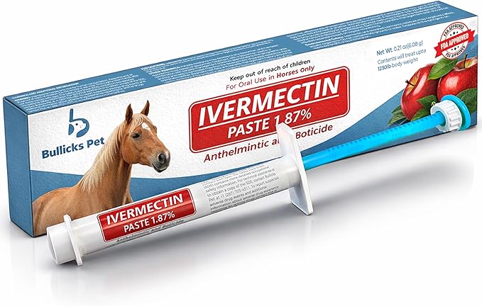 Ivermectin Horse Paste 1.87% Dewormer – Apple Flavored Anthelmintic, Broad-Spectrum Parasite Control for Horses up to 1,250 lbs