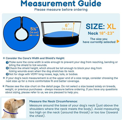 BARKLESS Dog Donut Collar, 2-in-1 Inflatable Dog Collars for After Surgery to Stop Licking Wounds, Patented Protective Donut Cone with High Shield for Large Pets (Blue, XL)
