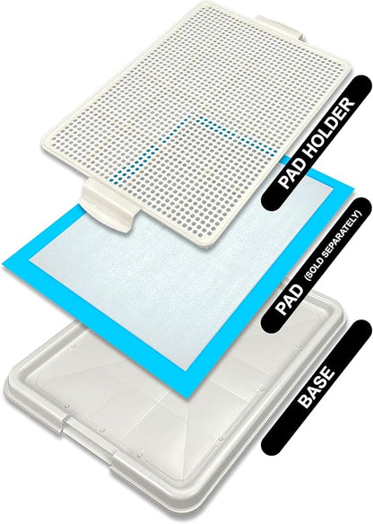 Dog Pee Pad Holder, Puppy Potty Training Tray 22.5”X16.5” for Small Dogs (Gray)