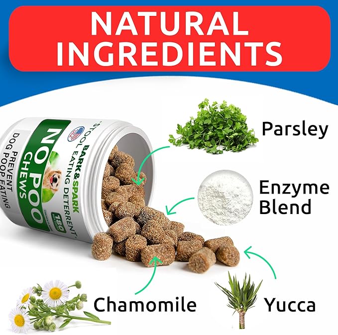 No Poo Chews for Dogs - Coprophagia & Stool Eating Deterrent with Probiotics, Digestive Enzymes & Breath Aid Support - Stop Dog Poop Eating - Made in USA