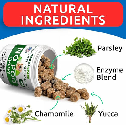No Poo Chews for Dogs - Coprophagia & Stool Eating Deterrent with Probiotics, Digestive Enzymes & Breath Aid Support - Stop Dog Poop Eating - Made in USA