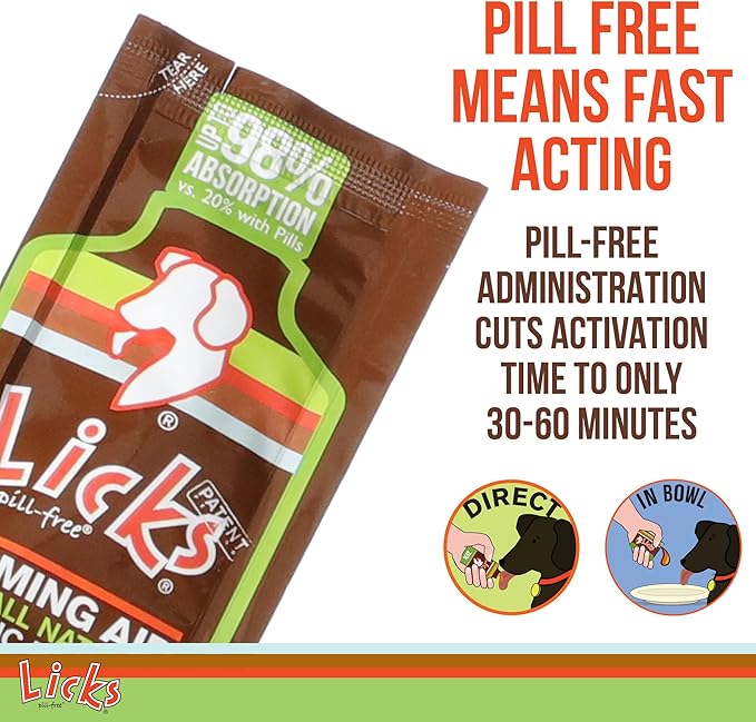Licks Pill Free Zen Dog Calming - Calming Aid Supplements for Aggressive Behavior & Nervousness - Treats for Stress Relief & Dog Health - Gel Packets - Braised Beef Flavor, 15 Use
