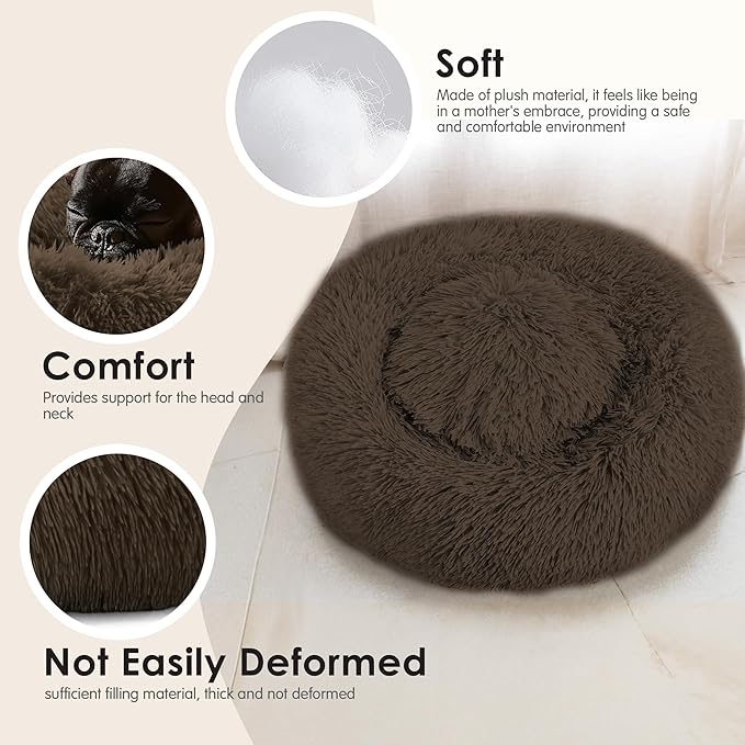 Extra Large Dog Beds, 36 Inch Human Dog Anxiety Relief Comfort Bed, Indestructible & Chew Proof Pet Beds (Coffee)