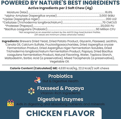 Digestive Enzymes with Probiotics for Dogs - 240 Soft Chews - Supports Healthy Digestive Tract, Helps Nutrient Absorption and Food Digestion - Dog Fiber and Gut Health Supplement (2 Packs of 120)