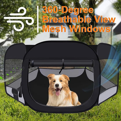 Dog Cat Playpen,Portable Pet Puppy Playpen,Rabbit Puppy Dog Play Pen for Indoors,Dogs Tent for Indoor Cats,Kitten Playpen,Collapsible Small Cats Crate Cage for Small Dogs with Carrying Case(Grey, S)