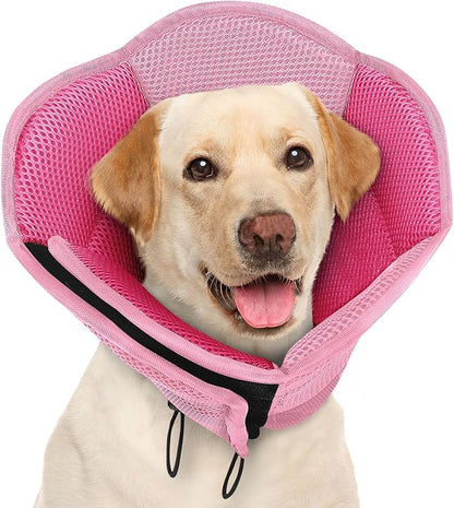 AOFITEE Large Dog Cone - Soft Dog Cone Stop Licking, Adjustable Extra Large Cones Dogs for Wound Healing, Pet Elizabethan Cones Collar After Surgery, XL Fabric Pet E-Collar, Pink X-Large