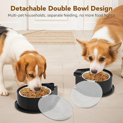 Newget Stainless Steel Dog Bowl Set with Lids, 304 Metal Dual Food & Water Bowls for Dogs & Cats, Foldable Pet Feeder with Cover Keeps Food Fresh, Anti-Skid Dog Dish for Small/Medium/Large Pets
