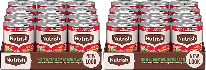 Nutrish Real Beef & Pumpkin Recipe Whole Health Blend Premium Paté Wet Dog Food,13 oz. Can,Packaging May Vary (Rachael Ray),(Pack of 24)