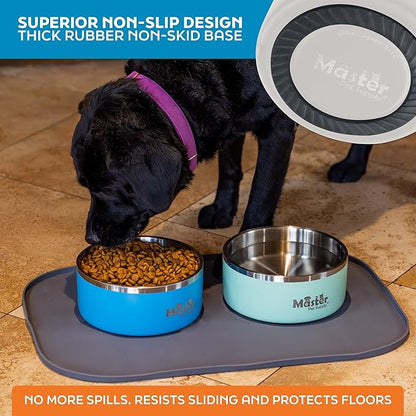 Master Pet Supply Stainless Steel Dog Bowls - 64 oz, Heavy Duty - Bone White, Double Wall Extra-Thick Insulated, Non-Slip Pet Water Bowl for Dogs, Cats & Pets, Anti Rust Metal, Dish Washer Safe
