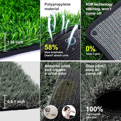 Pee Pads for Dogs with Fake Grass, 27" x 21" Indoor Artificial Grass for Dogs Potty, Lawn Pee Pads for Doggie Washable, Reusable and Lawn for Replacement, Puppy Training Litter Box for Outdoor Patio