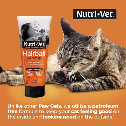Nutri-Vet Hairball Paw Gel, Cat Hairball Remedy, Kitten Supplies, Hair Ball Relief for Cats, Grooming Aid, Fur Ball Remedy, Chicken Flavor, 3 oz