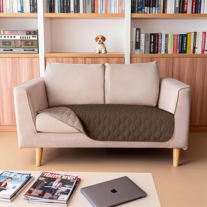 gogobunny 100% Double-Sided Waterproof Dog Bed Cover Pet Blanket Sofa Couch Furniture Protector for Puppy Large Dog Cat, Reversible (32x53 Inch (Pack of 1), Dark Chocolate/Light Chocolate)