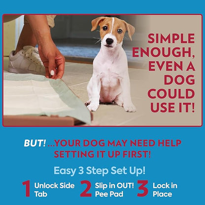 OUT! PetCare Pee Pad Holder Tray, Puppy Pads, Dog Pee Pad Tray, Puppy Essentials, Raised Edges, Portable, Dog Training, Housebreaking Essentials, Cleaning Supplies, Floor Protection, 21x21
