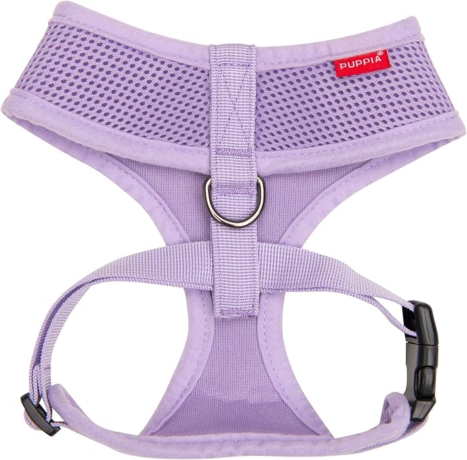 Puppia Soft Dog Harness No Choke Over-The-Head Triple Layered Breathable Mesh Adjustable Chest Belt and Quick-Release Buckle, Violet, X-Small