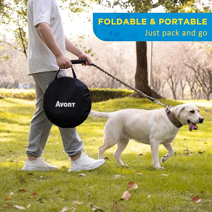 Avont Portable Dog Cat Playpen, Foldable Pop Up Pet Play Pen Travel Crate with Floor and Mesh Door Top for Indoor Outdoor Collapsible Tent Cage -L, Blue