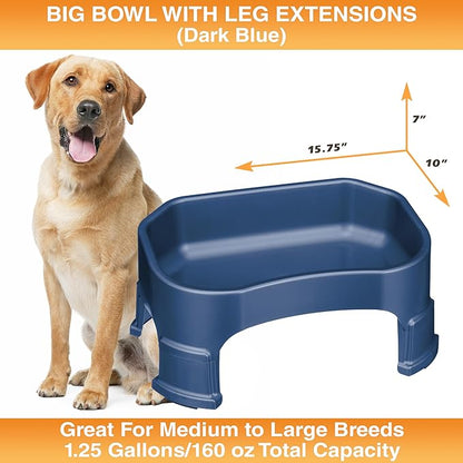 Neater Pet Brands Extra Large Water Bowl for Dogs, Elevated Outdoor Dog Water Bowl (1.25 Gallon XL Capacity), Big Trough Style Food Dish for Indoors or Outside, No Spill Large Dog Bowls, Dark Blue