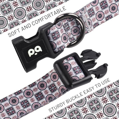 QQPETS Adjustable Soft Dog Collar: Print Flower Pink Multicolor Cute Patterns for XS Small Medium Large Pet Girl Boy Puppy Walking Running Training