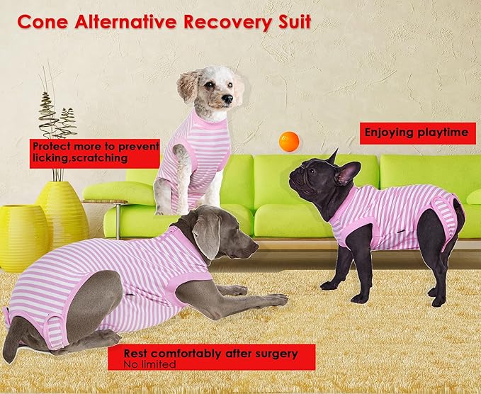 Recovery Suit for Dogs,Dog Cone Alternative Zipper Surgery Suit Female Spay,Soft Dog Surgery Suit for Anti Licking,Breathable Surgical Suit for Dogs Female Spay