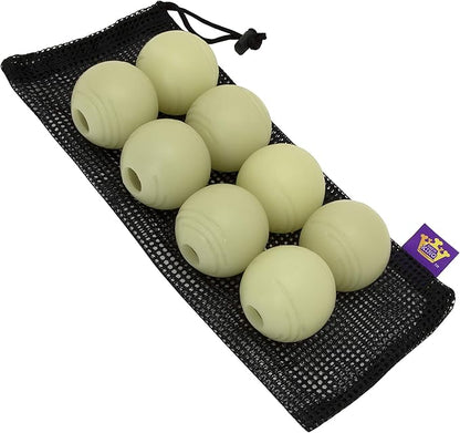 Chew King by Mammoth Glow-in-the-Dark Dog Fetch Balls (8-Pack), Lattice Rubber Balls for Night Play, High Bounce Fetch Toys, Rechargeable Under Any Light, Medium 2.5"