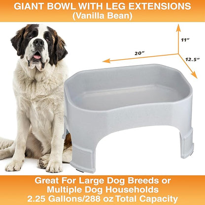 Neater Pet Brands Extra Large Water Bowl for Dogs, Elevated Outdoor Dog Water Bowl (2.25 Gallon XL Capacity), Big Trough Style Food Dish for Indoors or Outside, No Spill Large Dog Bowls, Vanilla Bean